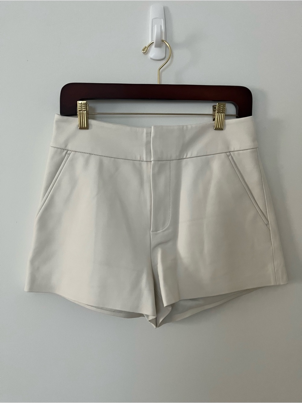 Alice and Olivia CADY White Leather Shorts - Picture 5 of 10